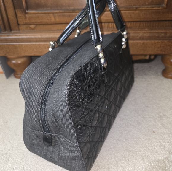 Black Denim Quilted Dior Hand Bag EUC - Picture 3 of 10